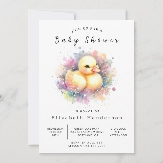 Classic Editable Duck Baby Shower Invitation (Front)