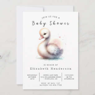 Classic Editable Swan Baby Shower Invitation