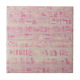 Classic Egyptian Hieroglyphs Ceramic Tile