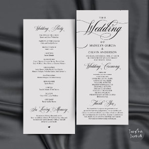Classic Elegance Black Grey Wedding Ceremony Order Program