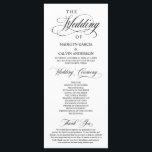 Classic Elegance Black Script, Wedding Ceremony Program<br><div class="desc">Elegant Classy Black script, Wedding Ceremony Program in 4x9 inches (long) card. It is designed with scroll accent that can be personalised with custom/ personalised text for your bridal party, ceremony details, memorial notes and thank you message. If you are looking for other program card types and sizes, please search...</div>