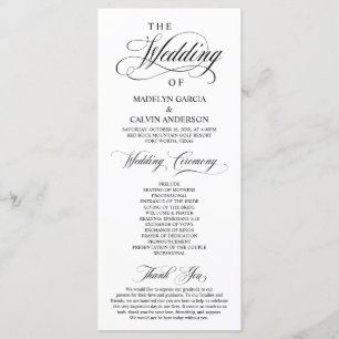 Classic Elegance Black Script, Wedding Ceremony Program