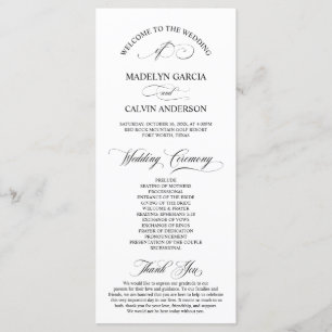 Classic Elegance Black Script, Wedding Ceremony Program