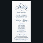 Classic Elegance Black Script, Wedding Ceremony Program<br><div class="desc">Elegant Classy Wedding Ceremony Program in 4x9 inches (long) card,  in Navy Blue themed.
 It is designed with scroll accent that can be personalised with custom/ personalised text for your bridal party,  ceremony details,  memorial notes and thank you message.</div>