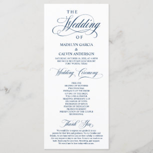 Classic Elegance Black Script, Wedding Ceremony Program