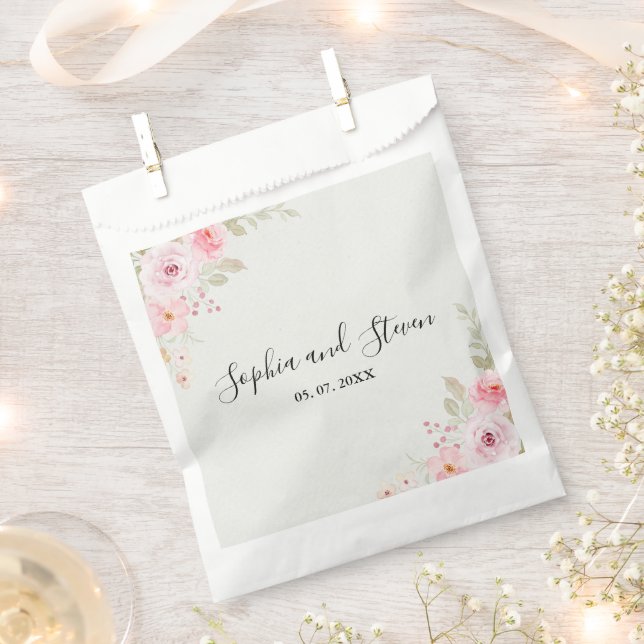 Classic Elegance: Blush Rose Wedding Favour Bag (Clipped)