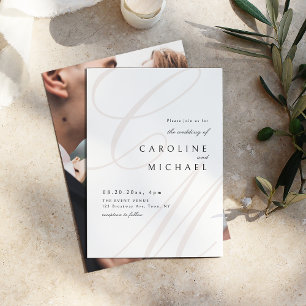Classic Elegance calligraphy monogram wedding Invitation