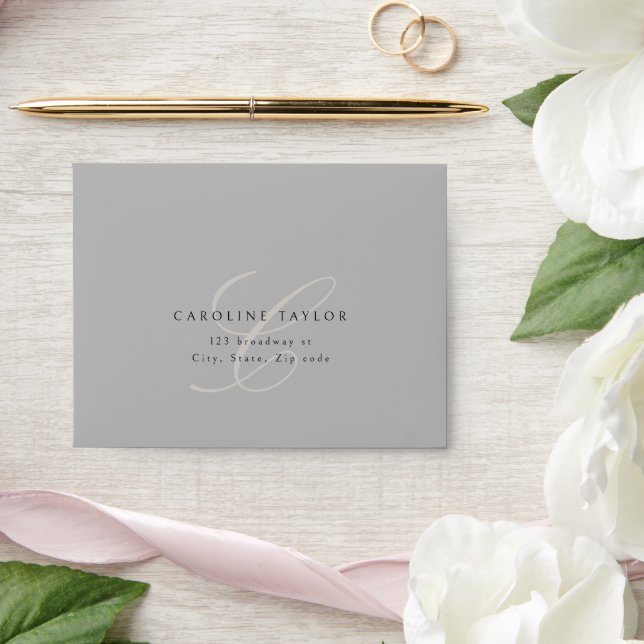 Classic Elegance Calligraphy Monogram Wedding RSVP Envelope (Wedding)