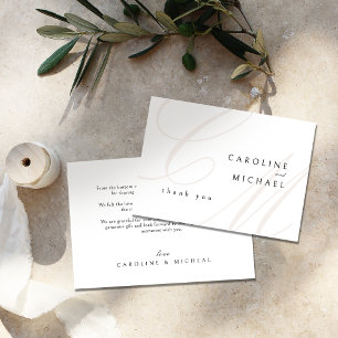 Classic Elegance Calligraphy Monogram Wedding Thank You Card