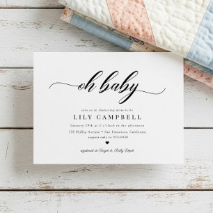 Classic Elegance Calligraphy Script Baby Shower In Invitation