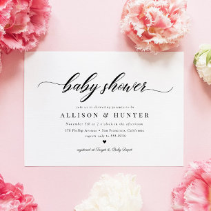 Classic Elegance Calligraphy Script Baby Shower Invitation