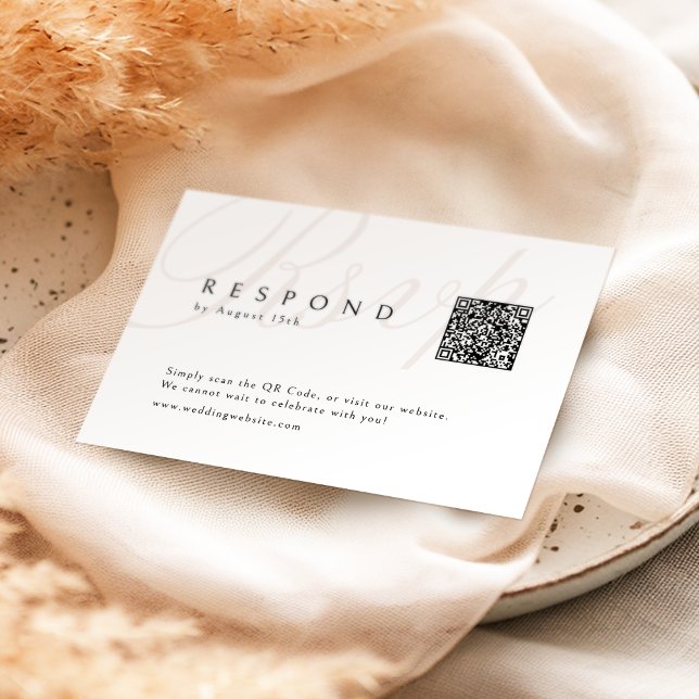 Classic Elegance Calligraphy Wedding QR code  RSVP Card (Classic Elegance Calligraphy Wedding QR code RSVP Card)