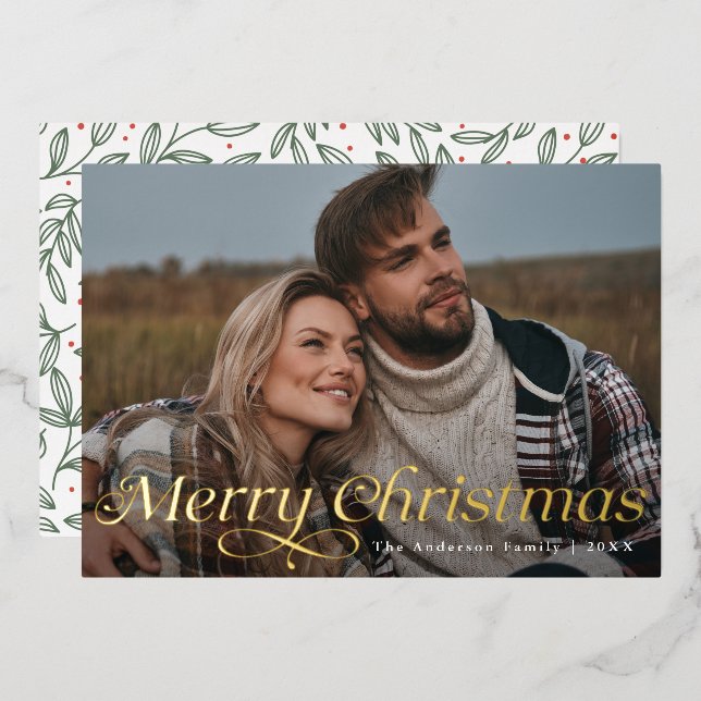 Classic Elegance Gold Merry Christmas Holiday Card (Front/Back)