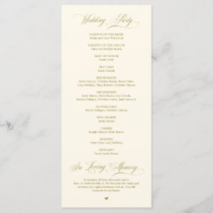 Classic Elegance Gold Script Wedding Ceremony Program