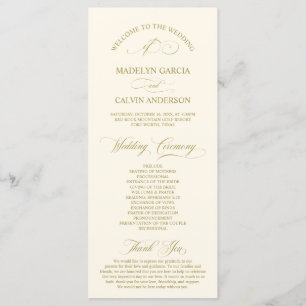 Classic Elegance Gold Script, Wedding Ceremony Program