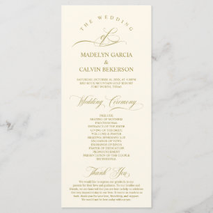 Classic Elegance Gold Script, Wedding Ceremony Program