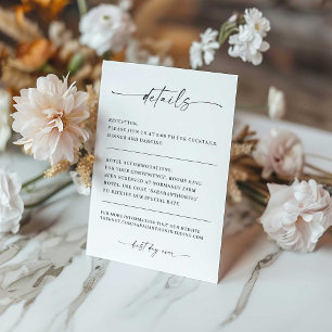 Classic Elegance Modern Minimal Wedding Details Invitation