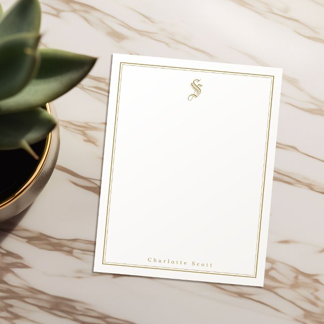 Classic elegance monogram personalised Stationery Card (Gold Classic elegance monogram personalized Stationery Note Card)