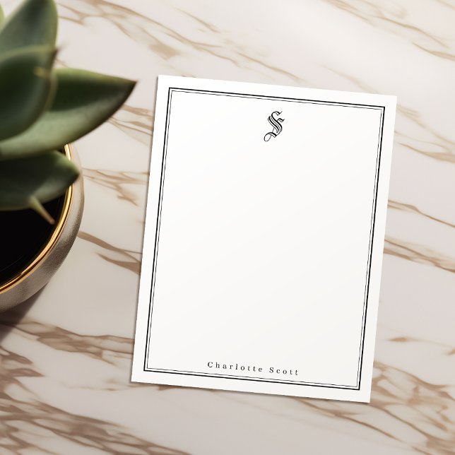 Classic elegance monogram personalised Stationery Card (Classic elegance monogram personalized Stationery Note Card)