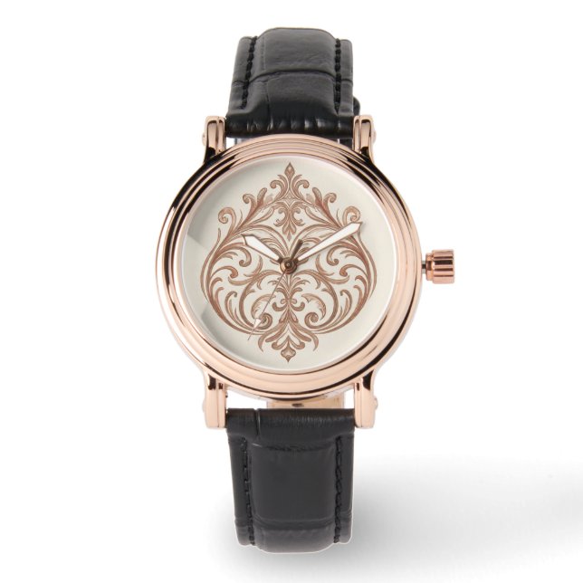 Classic Elegance Mosaic Rose Gold, Design Art  Watch (Front)