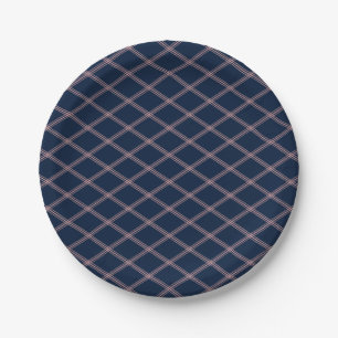 Classic Elegance Navy and Pink Art Deco Paper Plate