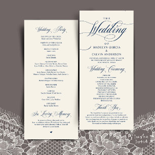 Classic Elegance Navy Blue, Wedding Ceremony Order Program