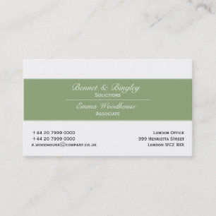 Classic Elegance Pale Green & White Business Card