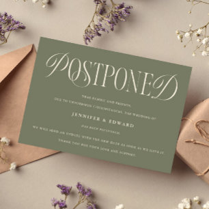 Classic Elegance Postponed Wedding Update Sage  Invitation