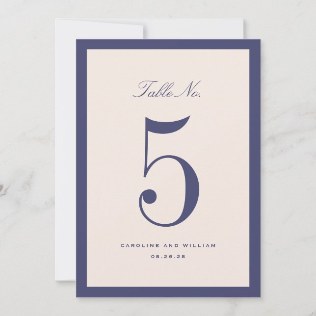 Classic Elegance Purple Wedding Table Number Card (Front)