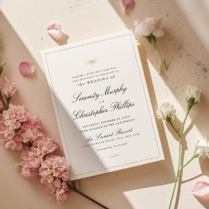 Classic Elegance Script Black And White Wedding In Invitation