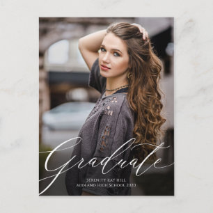 Classic Elegance Script Graduation Invitation Postcard