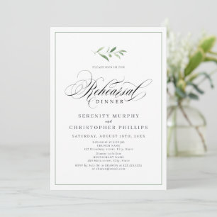 Classic Elegance Script Greenery rehearsal dinner Invitation