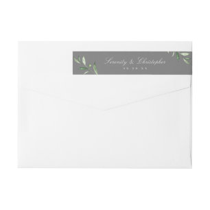 Classic Elegance Script Greenery return address Wrap Around Label