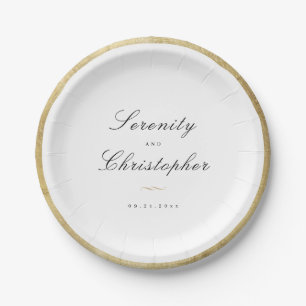 Classic Elegance Script Minimalist wedding Paper Plate
