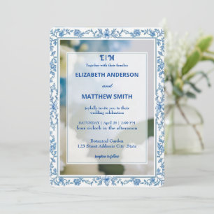 Classic Elegance Script monogram flower wedding Invitation