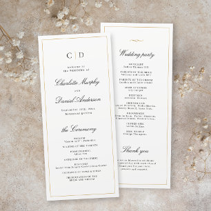 Classic Elegance Script Monogram Wedding Program