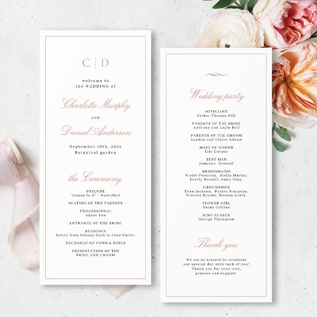 Classic Elegance Script Monogram Wedding Program (Classic Elegance Script Monogram Wedding Program)