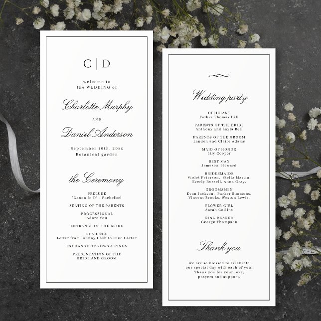 Classic Elegance Script Monogram Wedding Program (Classic Elegance Script Monogram Wedding Program)