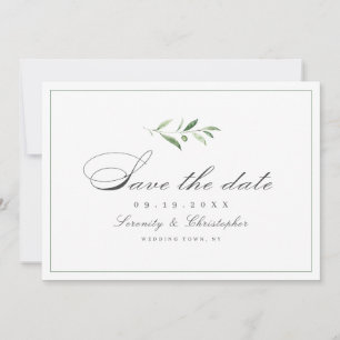 Classic Elegance Script Simple Greenery Save The D Date