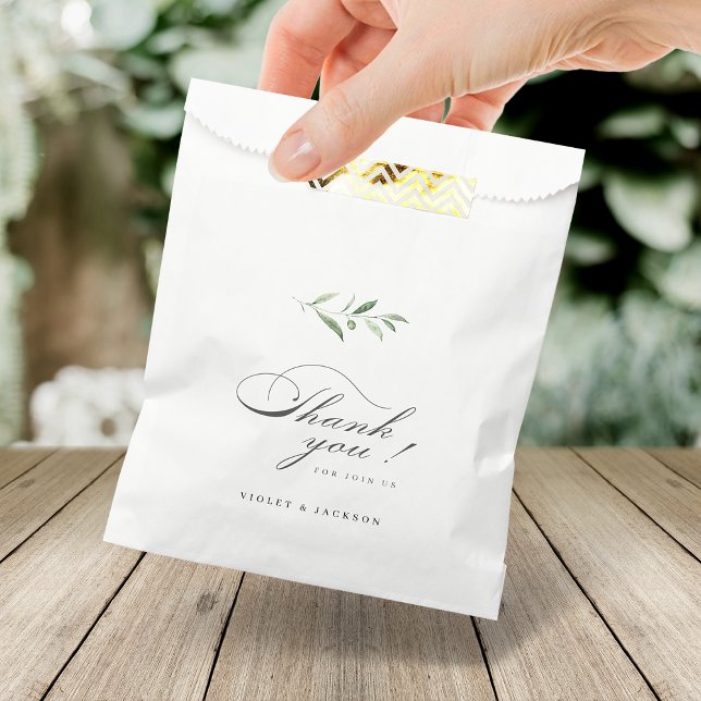 Classic Elegance Script Simple Greenery Wedding Favour Bag (Classic Elegance Script Simple Greenery Wedding Favor Bag)