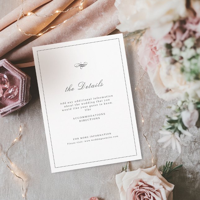Classic Elegance Script Simple Wedding Details Enclosure Card (Classic Elegance Script Simple Wedding Details Enclosure Card)