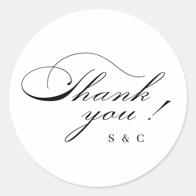 Classic Elegance Script Thank You Simple Classic Round Sticker (Front)