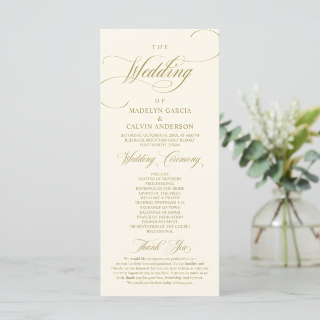 Classic Elegance Vintage Gold, Wedding Ceremony  P Program (Standing Front)