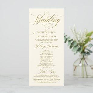 Classic Elegance Vintage Gold, Wedding Ceremony Program