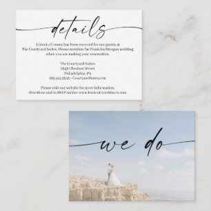 Classic Elegance Wedding Details Card with Photo