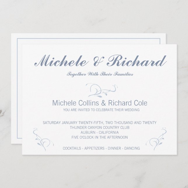 Classic Elegance Wedding Invitation (Front/Back)