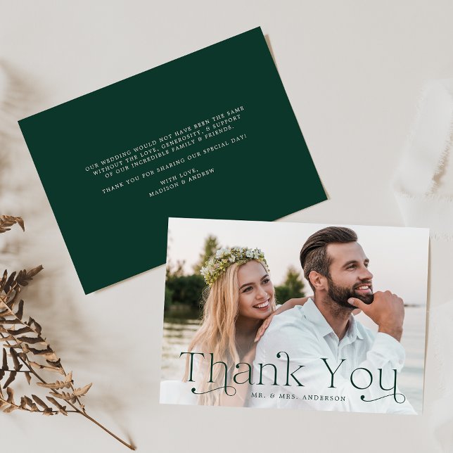 Classic Elegance Wedding Photo Thank You Card (Creator Uploaded)