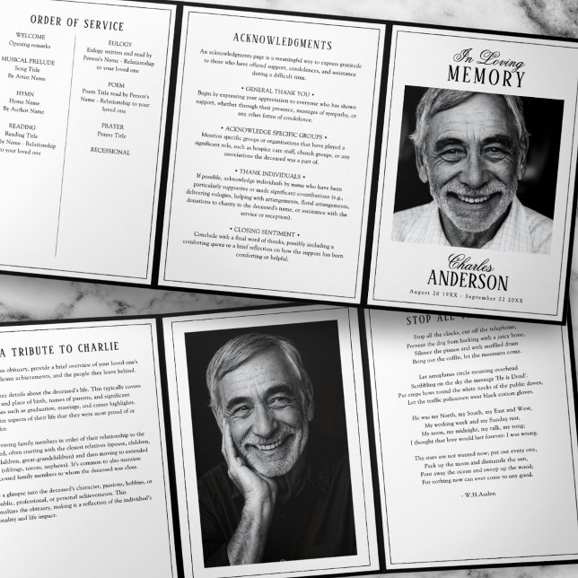Classic Elegant 2-Photo Funeral/Memorial Tri-Fold Programme (Creator Uploaded)
