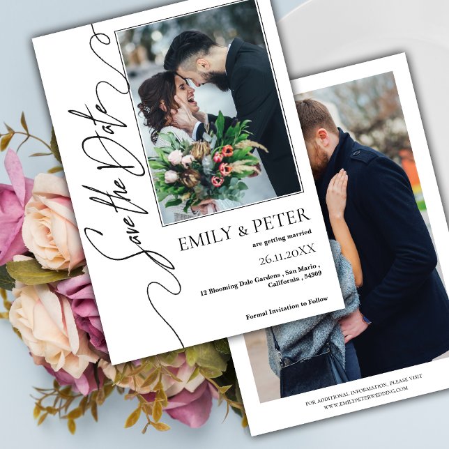 Classic Elegant 2 Photo Wedding Save the Date  (Classic Elegant 2 Photo Wedding Save the Date Invitation )