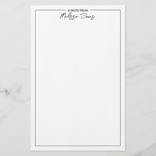  Classic Elegant A Note From Black And White Stationery (Front)